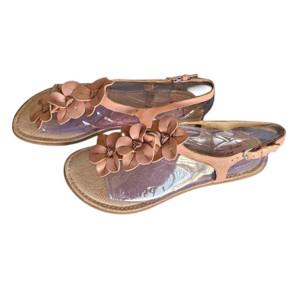 B.O.C Born Out Of Concept leather Blush Pink Nude Floral Flat Sandals Size 39/8 - Picture 7 of 16